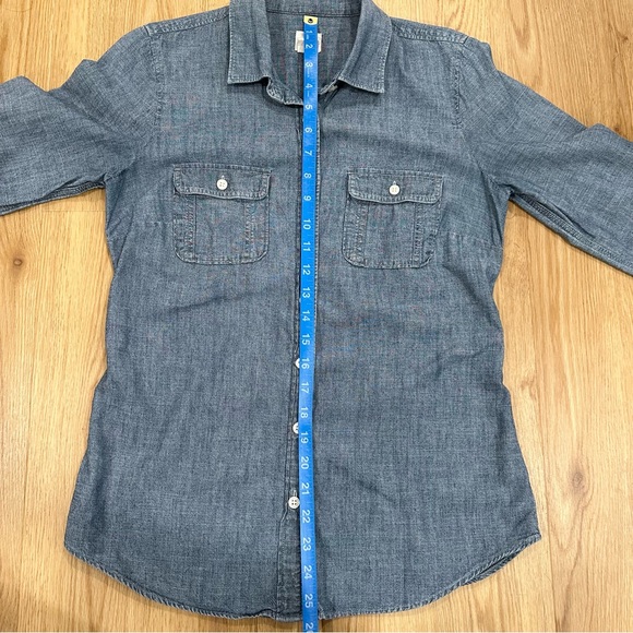 J.Crew Factory Perfect Shirt Blue Chambray Button Down Shirt Size XS Extra Small - Picture 12 of 13